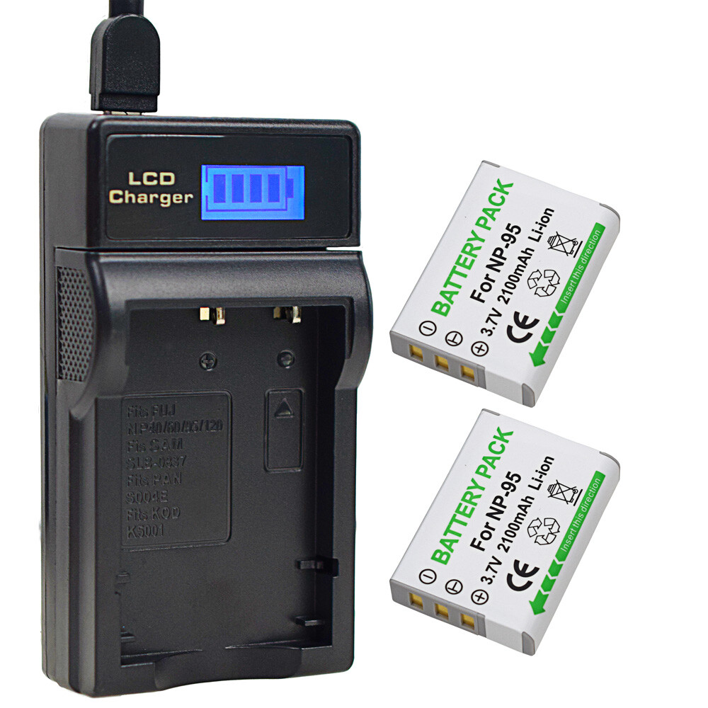 2 Battery +USB Charger for Fuji NP-95 X-S1, X30, X70, X100S, X100T