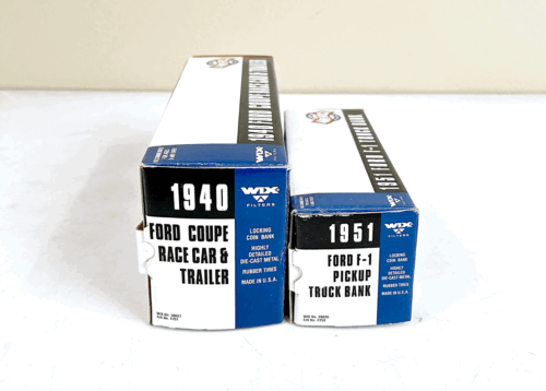 ERTL WIX 1940 Ford Coupe Race Car & Trailer & 1951 Ford F-1 Truck Bank Set NEW!! - Picture 8 of 8
