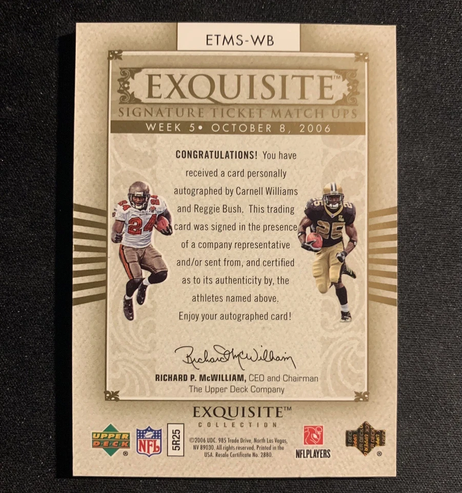 Reggie Bush 2006 Upper Deck Exquisite Auto RC /25 Signature Cadillac Williams - Image 2 of 2