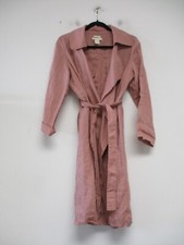 Catherine Malandrino Jacket Small Pink Linen Duster Wrap Dusty Rose Belted