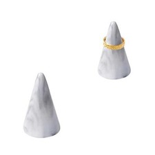 Modern Marble Ring Holder Tower Ceramic Cone Shape Decorative Display Grey 1