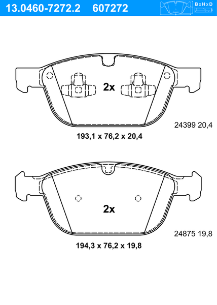 ATE BremsbeläGe Vorne (13.0460-7272.2) FüR Volvo Xc90 I Xc60 |-image
