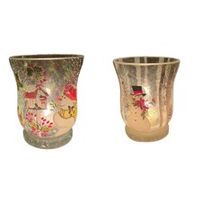 Crackle Effect Glass Tea Light Holder Christmas Theme Decorative Party Décor