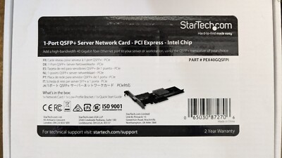 StarTech 1-Port QSFP+ Server Network Card PCIe 40 GB Ethernet NIC PEX40GQSFPI