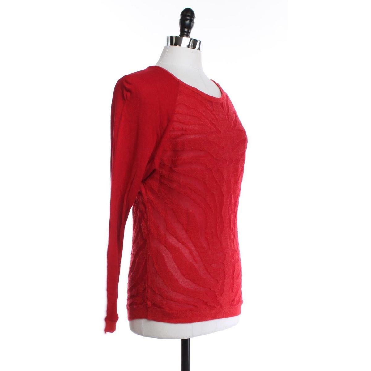 INC Womens M Rayon Pull Over Scoop Neck Knit Sweater Abstract Top Long Sleeve