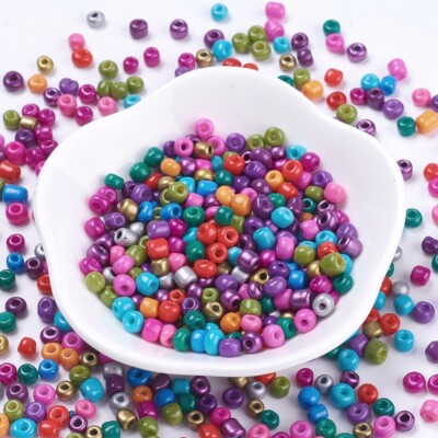 400 Stück Backfarbe Glasperlen Deckend Farben 4~5 mm Glanz Lose Zwischenperlen