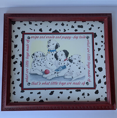 Disney Art 101 Dalmatians Signed Framed Watercolor Print Boys Room Nursery