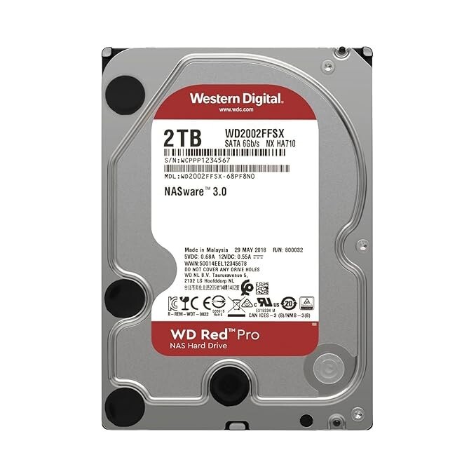 Western Digital WD Red 2TB NAS Hard Drive WD20EFRX SATA 6Gb/s 5400RPM 3.5