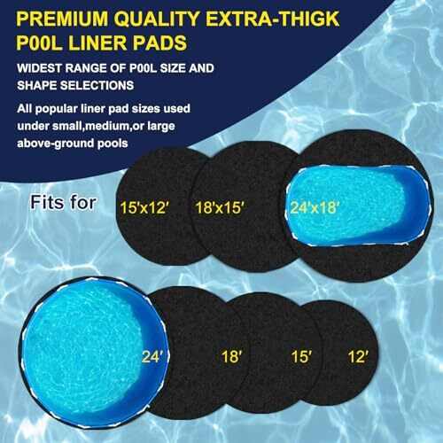 12ft Round Pool Liner Pad, 12' Pool Mats for Floor, Heavy Duty 12'(Black) - Picture 5 of 8
