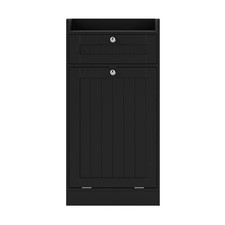 COSTWAY Tilt-Out Laundry Cabinet Bathroom Storage Cabinet with Drawer-Black