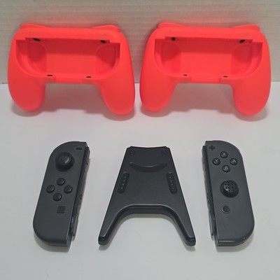Nintendo Switch Joy-Con Controller HAC-015/HAC-016 Gray W/ Grips Bundle