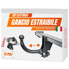 Gancio di traino estraibile orizz. per NISSAN NOTE E11 2006/2013 + kit 13p.