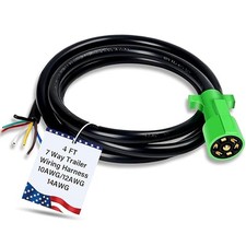 4 Ft 7 Pin Trailer Plug Wiring Harness With Color Coded 7 Way Trailer Wire Round