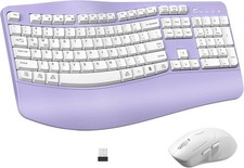 Ergonomic Wireless Keyboard Silent Mouse Combo Wave Keys Wrist Rest Plug play