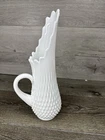 Vintage Fenton Hobnail White Milk Glass Swung Glass Pitcher Vase 14.25” Tall