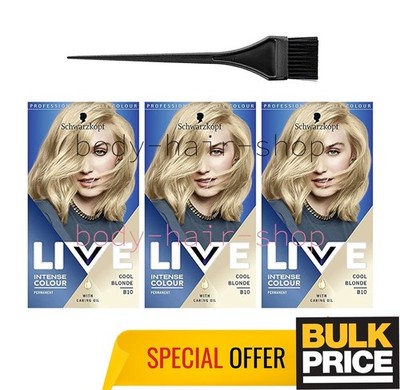 Schwarzkopf LIVE B10 Cool Blonde Intense Pigment Color Permanent Haarfarbe 3e...