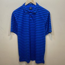 OAKLEY Hydrolix Polo Shirt Blue striped mens L Golf Performance Stretch Flex G3