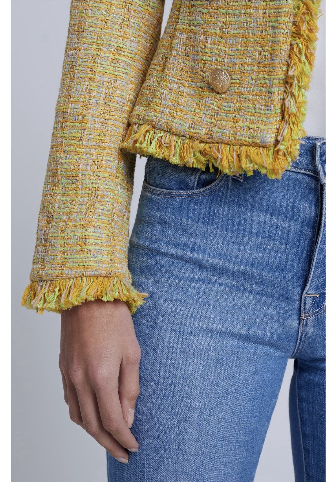 L'agence Tinlee Yellow Tweed Blazer Size 8