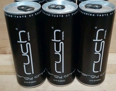 3ct: RUSH ORIGINAL ENERGY DRINK taurine caffeine vitamin B12 B6 B2 8.2z red bull