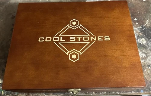 Cool Stones Whiskey Glass Set Of 2 With Chilling Stones & Metal Tongs Gift Set