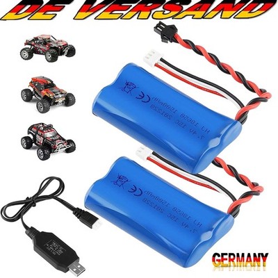 Li-Ion Akku 7,4V 1500mAh Batterie SM Stecker mit USB Ladekabel für RC Car Auto