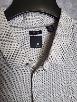 J Ferrari Shirt Mens Stretch Slim Fit Button Up  Long Sleeve White Size XXL 
