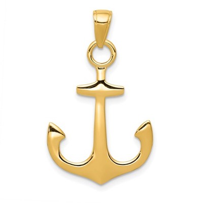 10k Yellow Gold Anchor Pendant Nautical Charm for Men Polished Christian Symbol