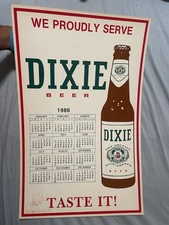 Dixie Beer 1986 Poster Sign Vintage New Orleans Signed By Kendra Elliott Bruno