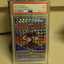 🔥Panini 2023 Mosaic Bijan Robinson Falcons Blue Prizm Rookie #I-6 PSA 57 /99🔥