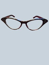 Vintage Cat Eye Glasses Rhinestone Black Frame 1950s 1960s Rockabilly Pinup