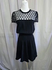 Red Valentino Dress s.M Black Knit & Lace Shortsleeve 