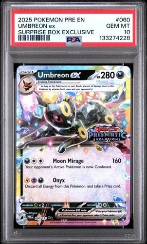 PSA 10 - 2025 Pokemon Prismatic Evolutions Suprise Box UMBREON EX #060 (4228)