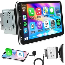 Double 2 DIN Rotatable 10.1'' Android 15 Car Stereo Radio GPS Wifi Apple Carplay