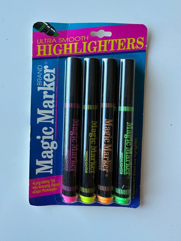 Vtg Magic Marker Ultra Smooth HIGHLIGHTERS New in package 1991 Binney & Smith