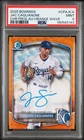 2025 BOWMAN CHROME PROSPECT AUTO ORANGE WAVE #CPAJCA JAC CAGLIANONE 05/25 PSA 9