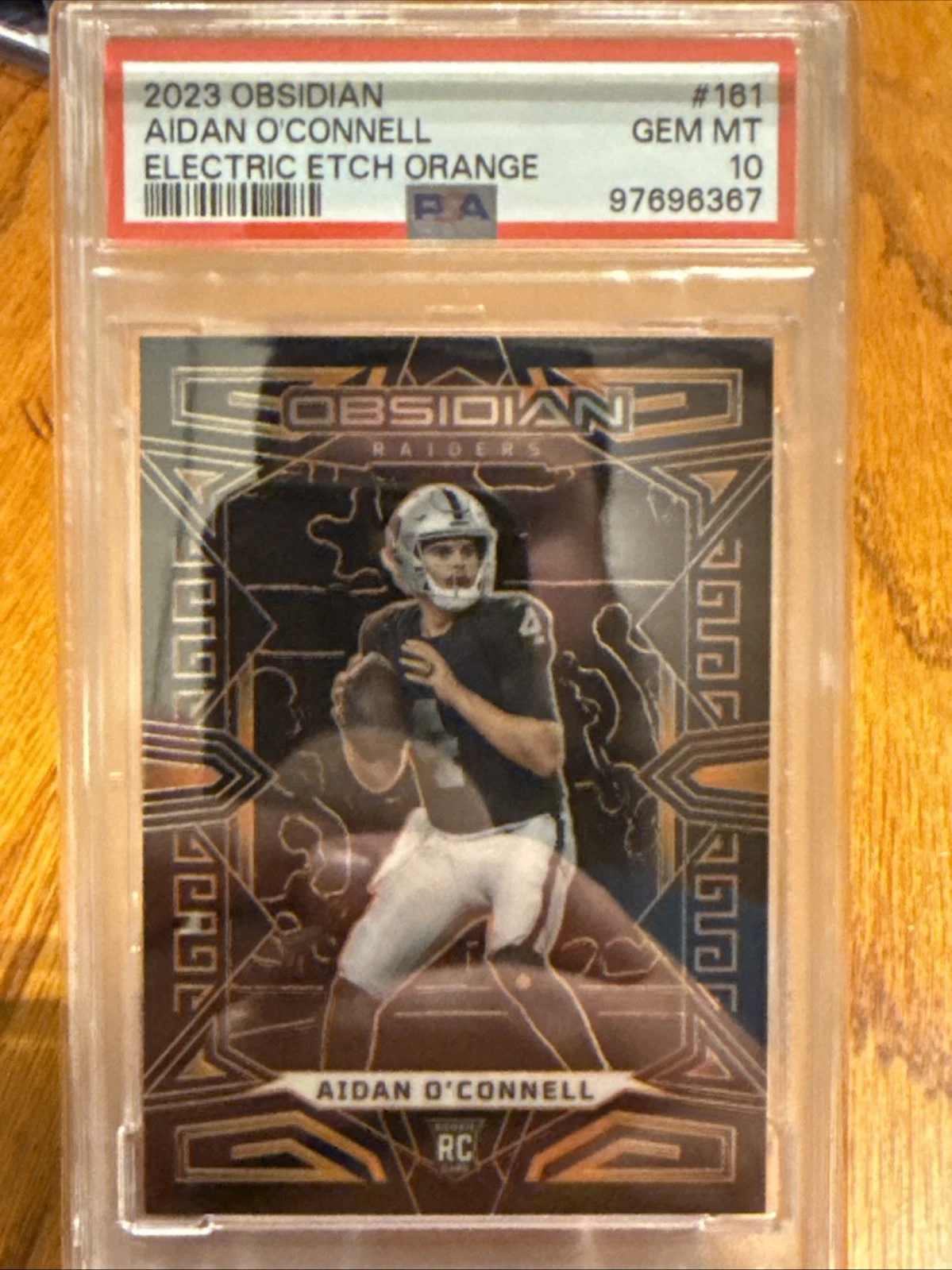 Aidan O'Connell Panini Obsidian #161 Electric Etch Orange