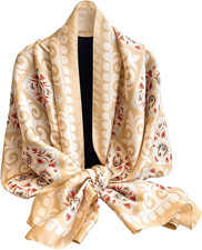 Silk Feeling Scarf for Women Lightweight Long Floral Scarves Shawl