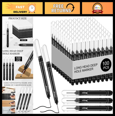 100 Pcs Deep Hole Markers - Long Nib Waterproof Multi-Purpose for Woodworking &