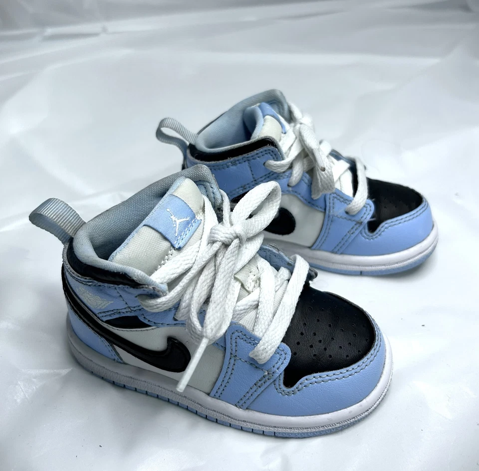 Nike Air Jordan 1 Mid UNC Azul Negro Blanco Niño 644507-401 Talla 6C Foto 4 de 4