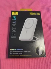 Baseus PicoGo 5000mAh Qi2 Slim Magnetic Bracket Wireless Power Bank 20w White