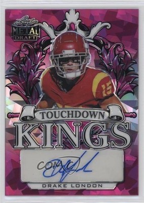 2022 Leaf Metal Draft Pink Crystals 8/10 Drake London #TK-DL1 Rookie Auto RC r7d