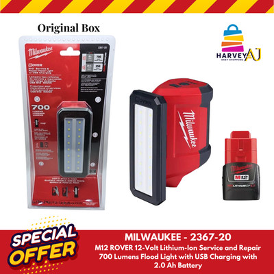 Milwaukee Tool 2367-20 M12 Rover Service & Repair Flood Light w/ 2.0 Ah Battery