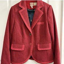 British Joules Grandstand Cherry Red Wool Tweed Blazer UK 14 US 10 Excellent