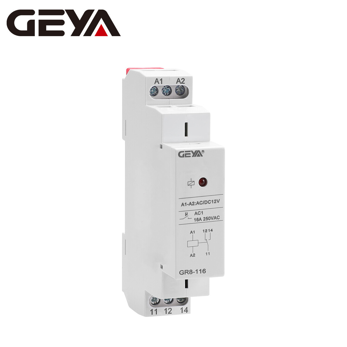 DIN Rail Relay GEYA Slim Line Auxiliary Relay Module - AC/DC 12-230V, 8 ...