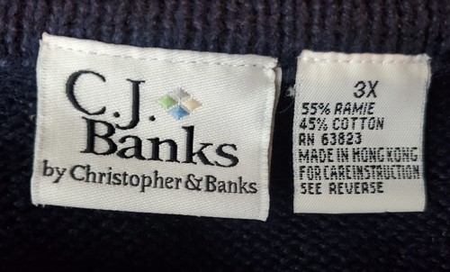 CJ Banks Sweater Vest - Size 3X - Navy Blue w/ Heart Embroidery - Picture 12 of 14