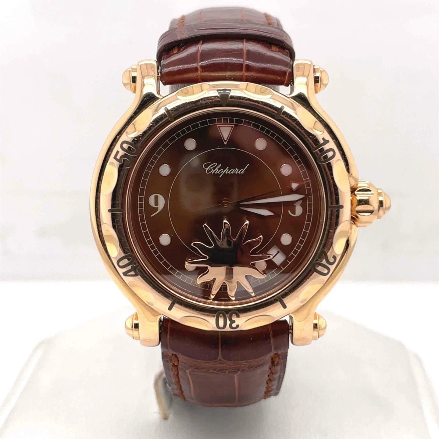Chopard — Chopard Happy Sport Sun Quartz 37 mm 18k Rose Gold Brown Dial Ladies 283578-5001