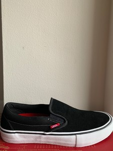 vans slip on pro black white gum