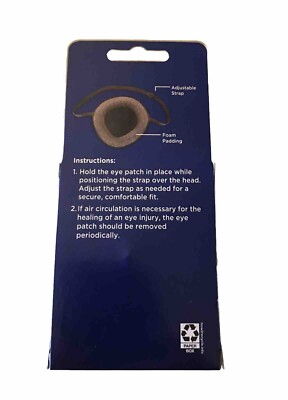 Walgreens Padded Eye Patch Black 1 Size Fits All Brand New In Box