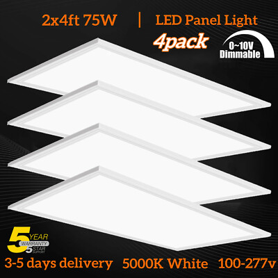 4Pcs 2x4FT Led Flat Panel Light Fixture 75W Drop Troffer Ceiling Lamp for Office