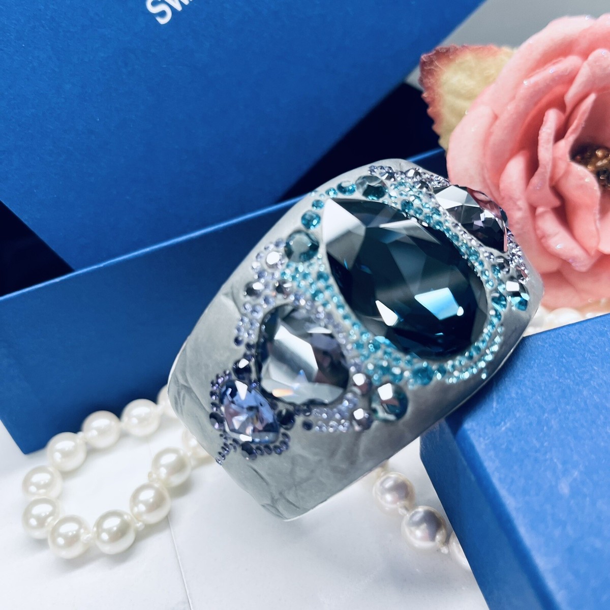 アクセサリー SWAROVSKI Crystal March Owl Bangle $410 Swarovski Crystal PONY BANGLE Cuff Ocean Blue & Purple